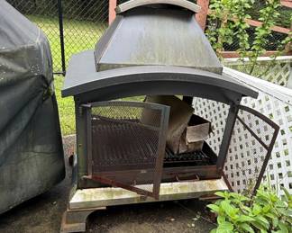 Outdoor Steel Wood Burning Fireplace with Chimney