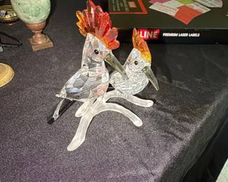 Swarovski Crystal Hoopoes on Branch
