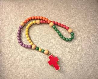 Rainbow Wooden Bead Rosary