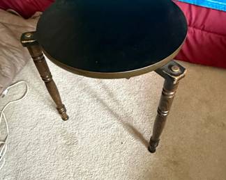 Vintage Turned Leg Round Accent Table second image