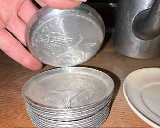 Vintage Embossed Aluminum Flying Geese Coasters  Everlast second image