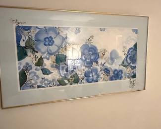 Blue Floral Chinoiserie Style Framed Print