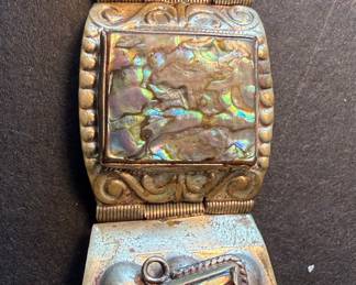 Mexican Abalone Alpaca Silver Panel Bracelet Style