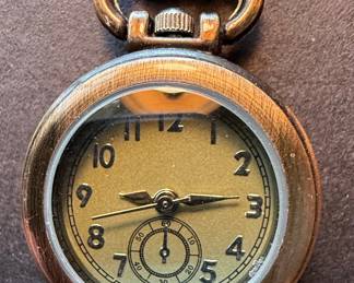 Vintage Style Open Face Pocket Watch with Chain