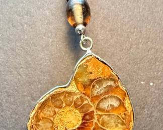 Ammonite Fossil Pendant Necklace