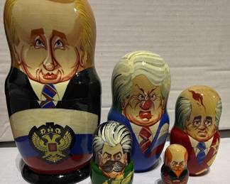 Russian Political Leaders Caricature Nesting Dolls