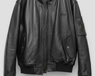 Boeing Branded Black Leather Bomber Jacket