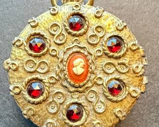 Vintage Cameo Style Ornate Perfume Locket Pendant