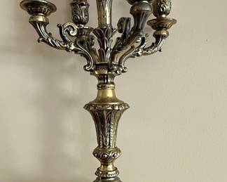 Ornate Brass Five-Arm Candelabra Style