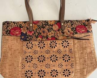 Laser-Cut Floral Cork Tote Bag