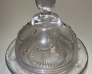 EAPG Beady Brady Beaded Festoon Glass Covered Butter Dish