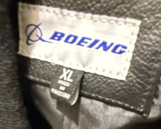 Boeing Branded Black Leather Bomber Jacket
