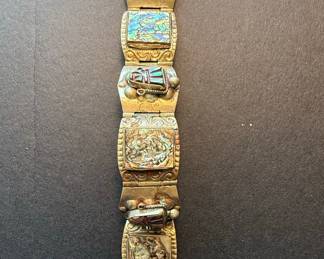 Mexican Abalone Alpaca Silver Panel Bracelet Style