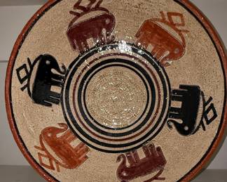 Hand-Painted Elephant Motif Pottery Plate