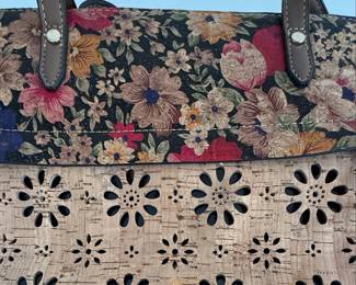Laser-Cut Floral Cork Tote Bag