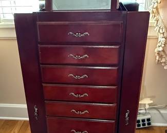 Traditional Jewelry Armoire with Mirror