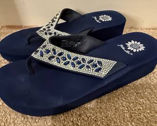 Yellow Box Stefani Rhinestone Wedge Flip Flops