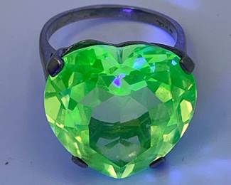 Uranium Hear Shaped Sterling Ring