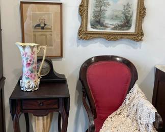 Rosewood Chair and Sewing Table
