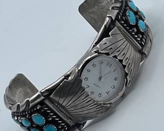 Native American Sterling Silver Cuff Watch