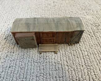 LOT 110. A Hand Constructed HO Scale Model Coverted Box Car Shack.Starting Bid $40.00