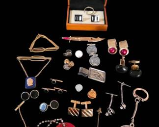 Estate Mens Jewelry  14K Gold, Swank,  Military Memorabilia