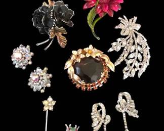Vintage Estate Boucher Rhinestone Earrings  Enamel Jewelry Collection