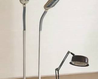 3 Tasks Lamps  Two Verilux Adjustable Floor Lamps  Vintage Magnifier Lamp