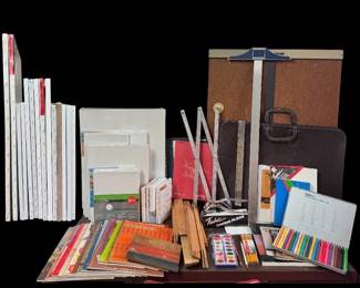 Massive Artists Estate Lot 30 Canvases, Vintage Leather Portfolio  More