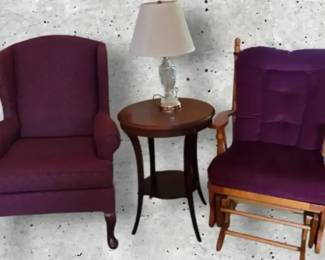 Premium Traditional Home Lot Best Queen Anne Wingback, Elite Regency Table  Glider Rocker