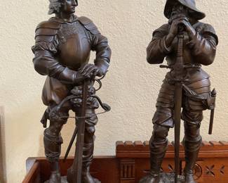 French Neo-Renaissance cast bronze statues-21” each