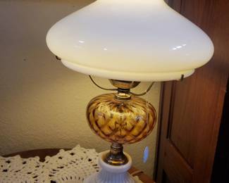 Milk glass lamp-22"