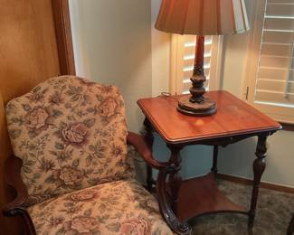 Floral chair-28x38 square table-24x24x30