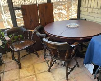 Round table-48x30 (2 leaves-15” each) 5 chairs-25x28