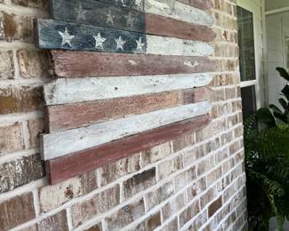 #19D - $50 Artist made American flag on brick wall -