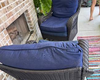 #19 - $200 - 2 swivel outdoor wicker armchairs
