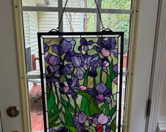 Meyda Tiffany Iris Stained Glass Window Panel