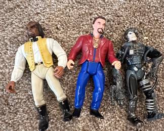 Star Trek: The Next Generation Action Figures - Worf (Pirate Outfit), Riker, Borg Drone, and U.S.S. Enterprise NCC-1701-A Model