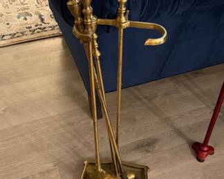 Vintage Brass Fireplace Tool Set