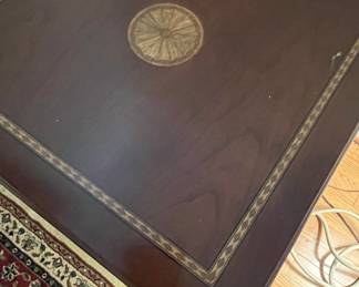 Bombay Company Inlaid Mahogany Tilt-Top Pedestal Table