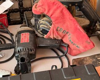 Craftsman 12-inch Drill Press with Sears Red Dust Cover and DeWalt Case