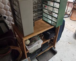 Vintage Akro-Mils Parts Organizer Cabinet with Cart
