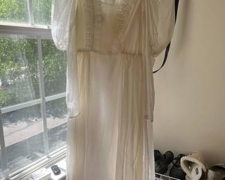Vintage White Polka Dot Lace Trimmed Dress
