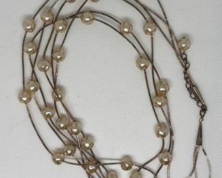 Multi-strand Faux Pearl Necklace with Sterling Silver Clasp