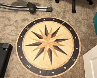 Wood Compass Rose Floor Medallion