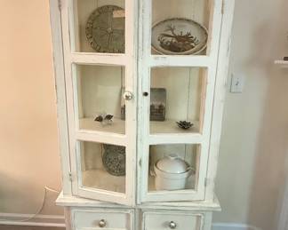 Distressed White Curio Cabinet with Drawers - Liberty Furniture Magnolia Manor Style