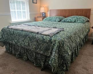 Mid-Century Modern Walnut Queen Bed Frame with Headboard