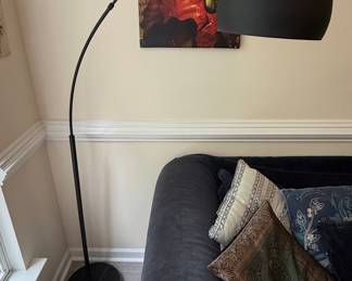 Black Arc Floor Lamp with Dome Shade