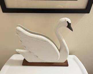 Vintage Wooden Swan Decorative Object