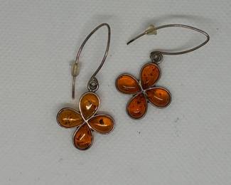 Amber Flower Dangle Earrings